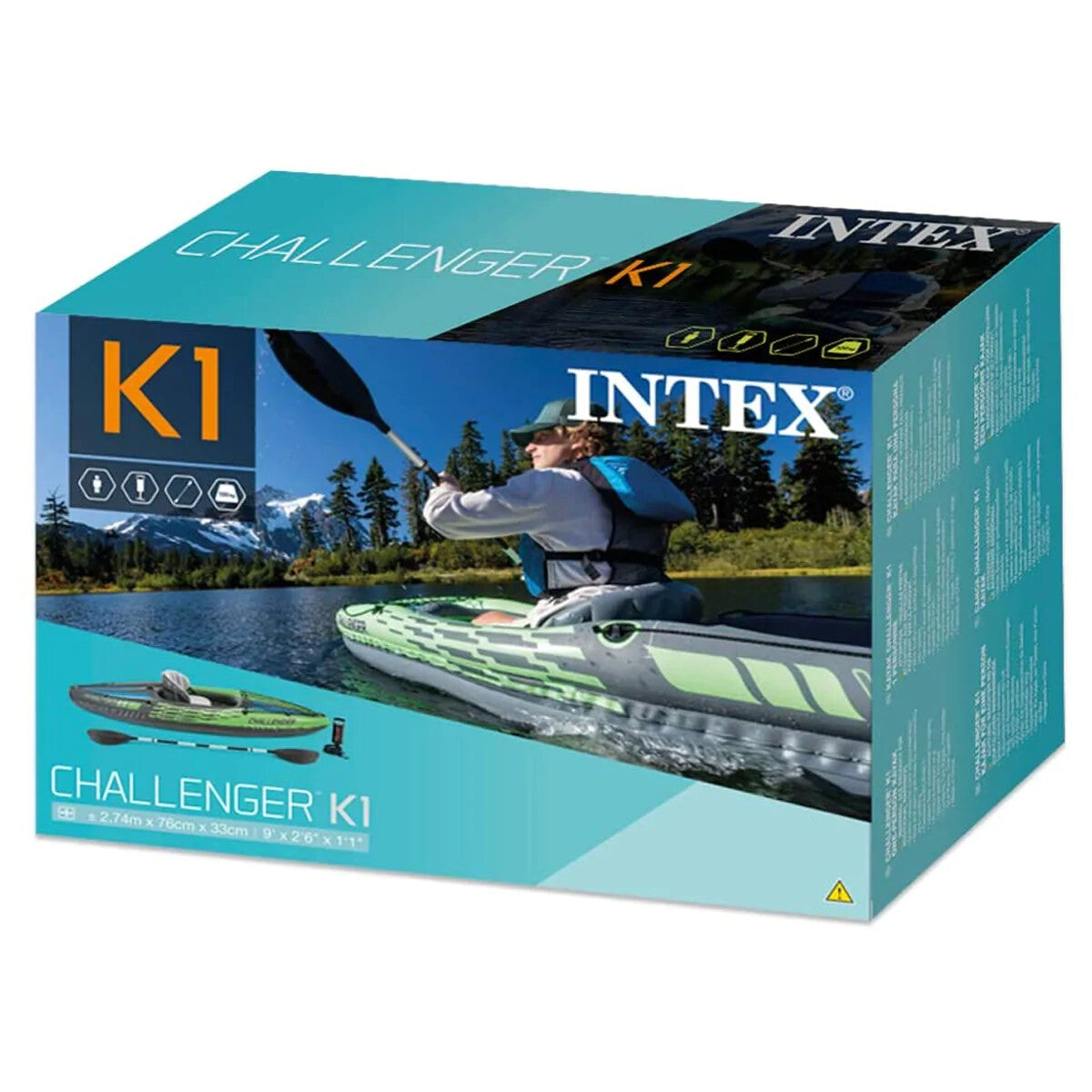 Intex Challenger Sports K1 Kayak Inflatable 1 Person Raft Paddle Boat Fishing