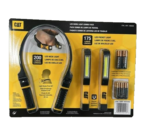 CAT LED Work Light Car Workshop Camping Hiking Neck Pocket Lights Combo Pack