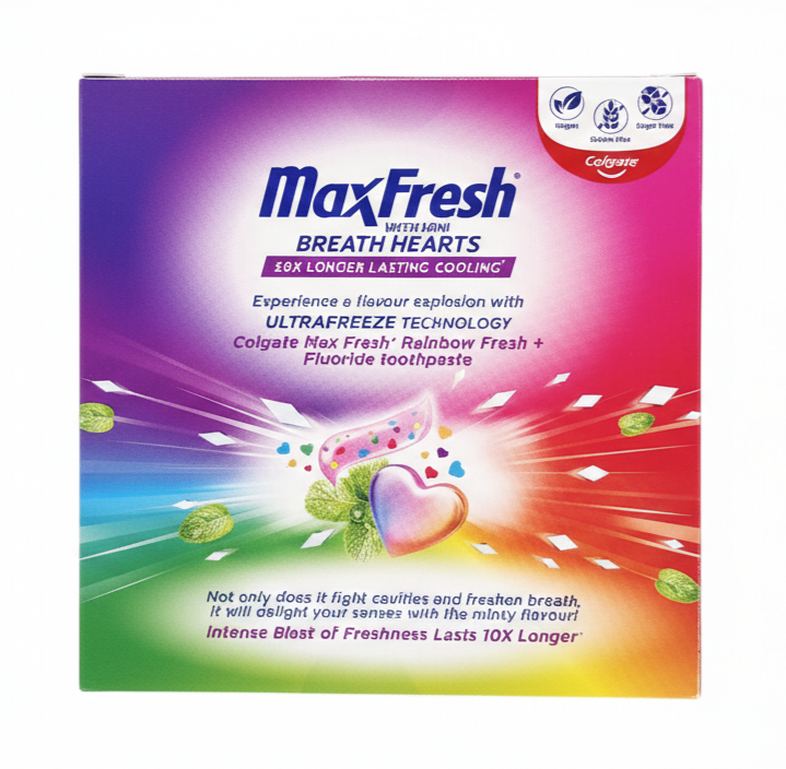 Colgate Max Fresh Toothpaste Cooling Crystals Rainbow Fresh Breath Gel 4 x 100g
