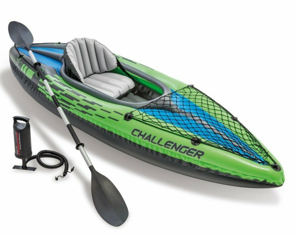 Intex Challenger Sports K1 Kayak Inflatable 1 Person Raft Paddle Boat Fishing