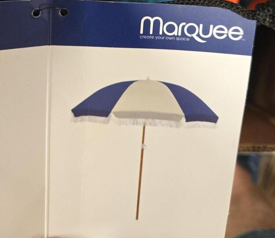 Marquee Beach Umbrella Tassel Picnic Portable Canopy Sun Protection Shade