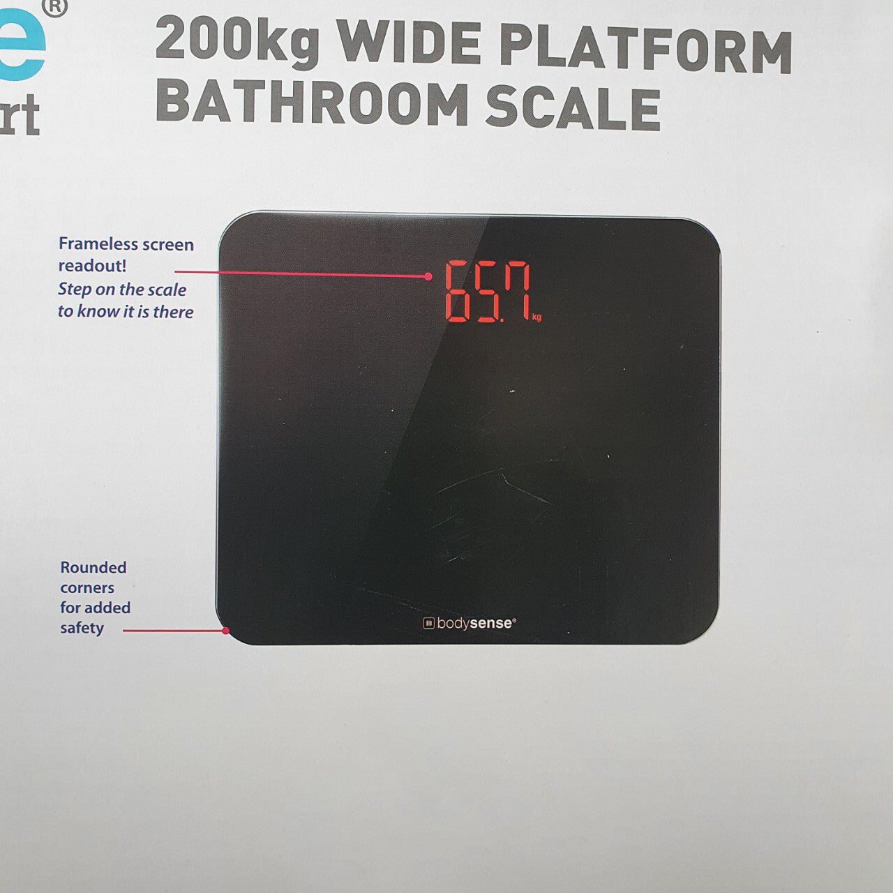Bodysense Wide Platform Weight Digital Glass Bathroom Scale Machine 200kg
