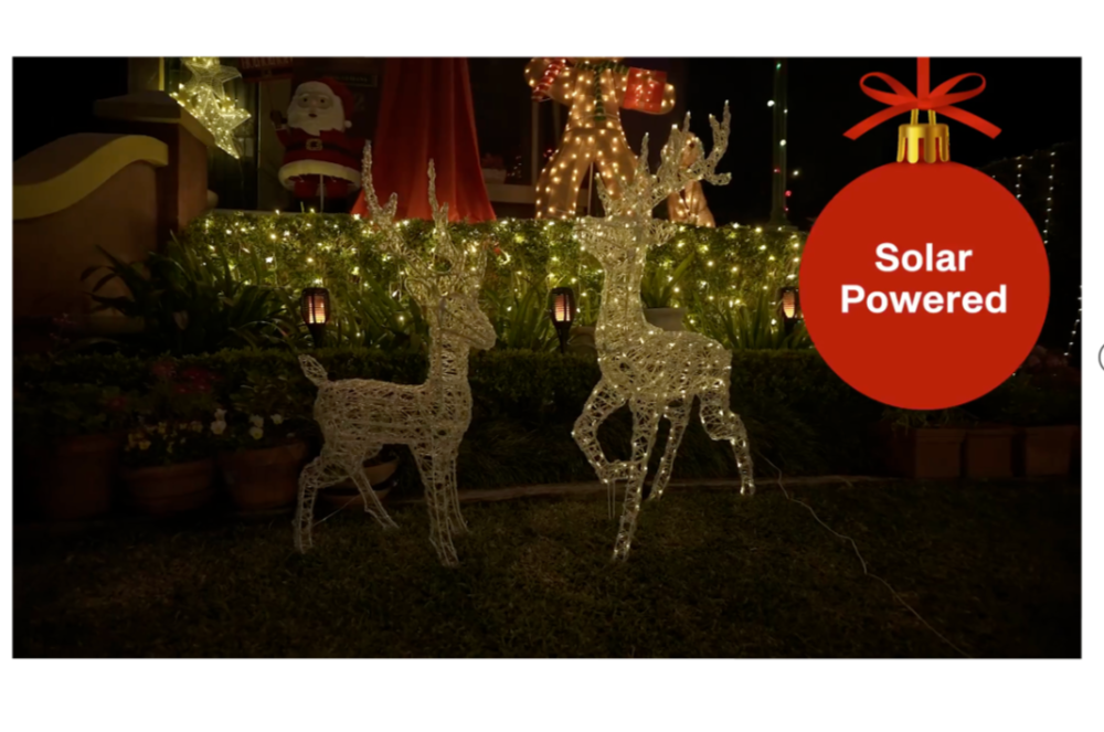 Lytworx Kicking Reindeer Statue Cool And Warm White Solar 110cm x 70cm 160 LED