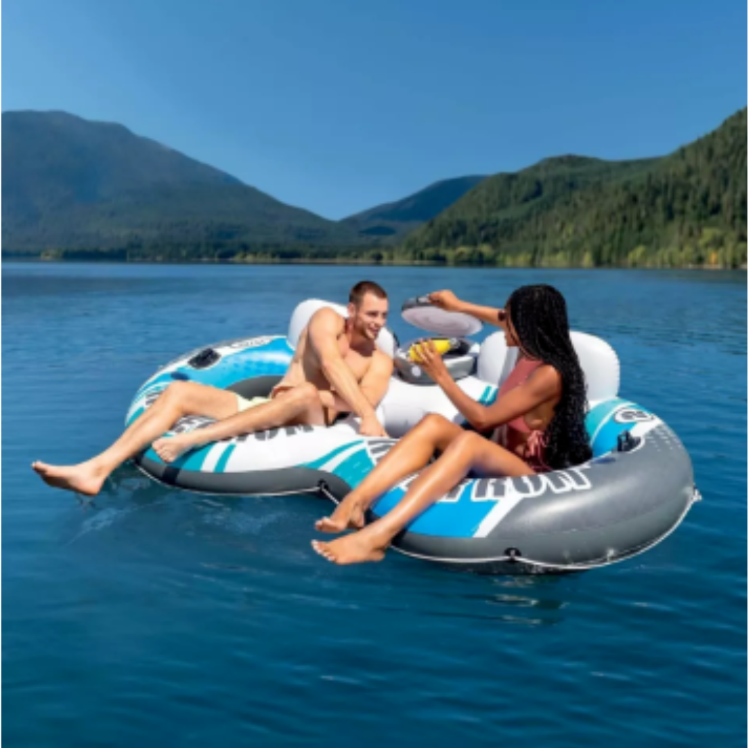 Intex Inflatable Skye River Run II Swimming Pool Lounge 2 Person Floating Cooler