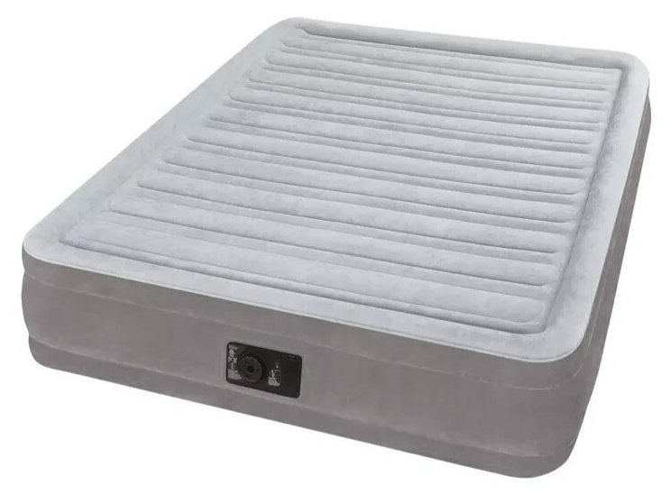 Intex Double Air Bed Inflatable Mid-Rise Camping Mattress Inbuilt 240V Pump 33cm