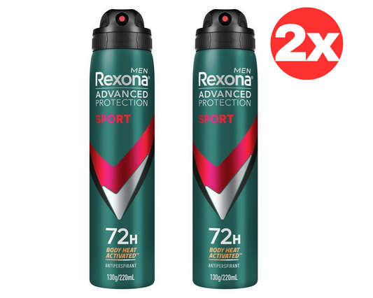 2x Rexona Men 72H Advanced Protection Sport Antiperspirant Deodorant Spray 220ml
