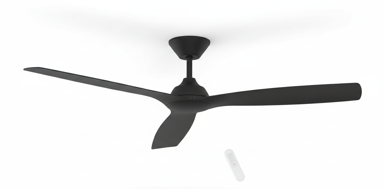 Mercator Samos 132cm Ceiling Fan 52" 3 ABS Blade AC Wall Control Black