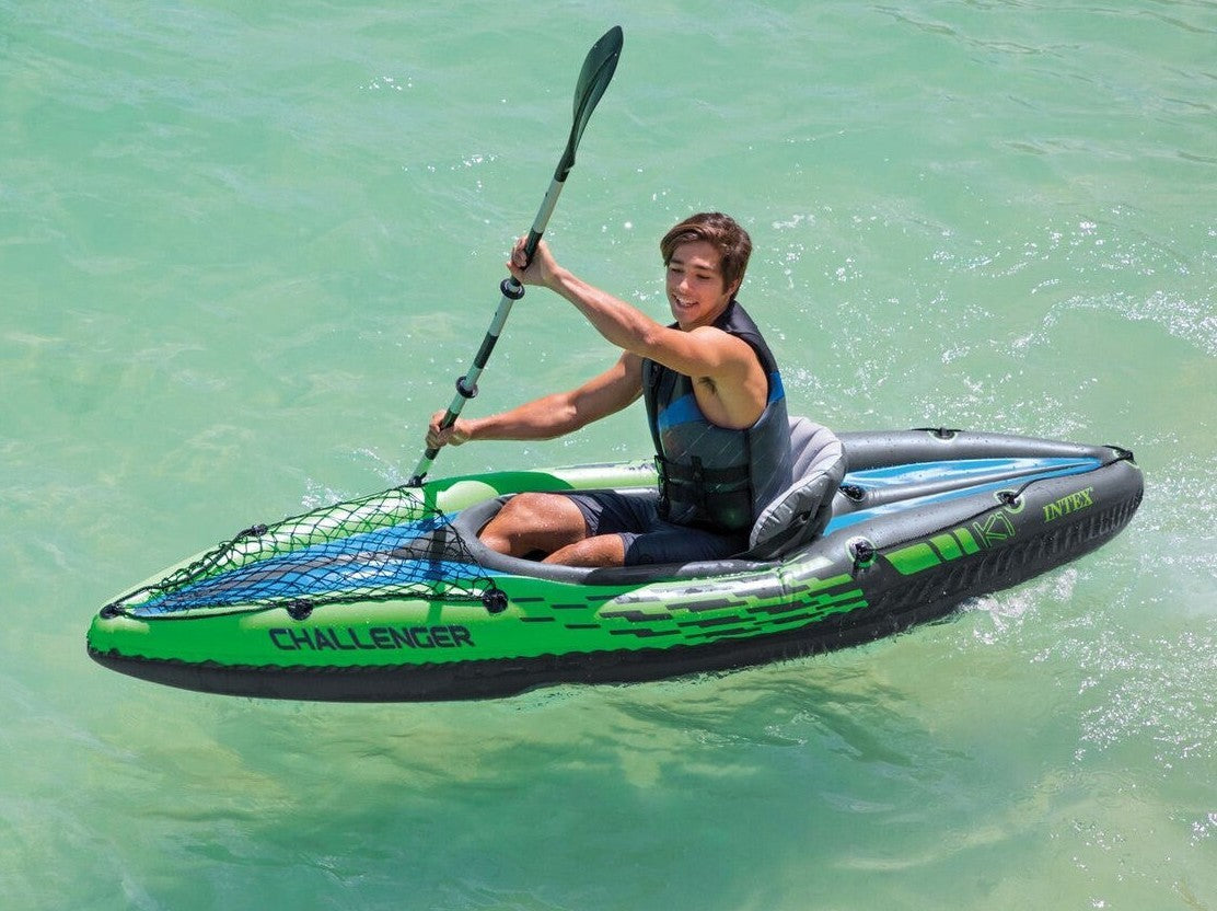 Intex Challenger Sports K1 Kayak Inflatable 1 Person Raft Paddle Boat Fishing
