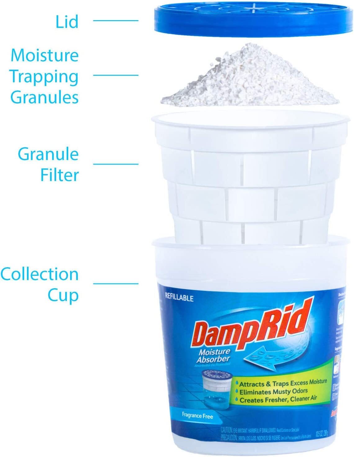 2x DampRid 300g Refillable Moisture Absorber Dehumidifier Mould Musty Odor