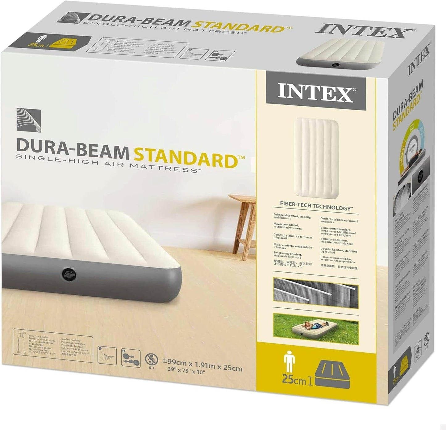Intex Inflatable Mattress Twin Dura-Beam Single High Airbed Travel Car Camping