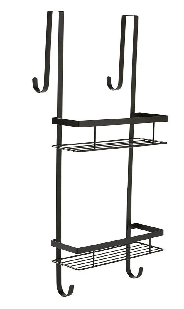 2 Tier Over Door Shower Caddy Bathroom Storage Rack Holder Organizer Shelf Bath