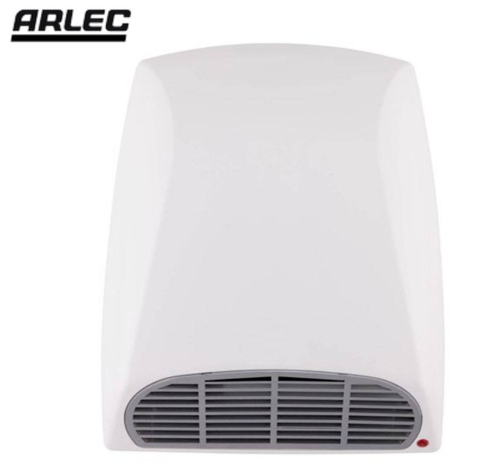 Arlec Bathroom Wall Mounted Fan Heater 2000W with Pull Cord 2 Heat Settings