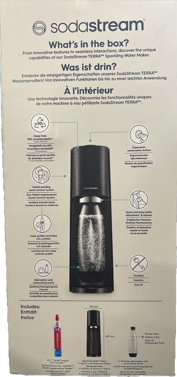 SodaStream Terra Sparkling Water Maker Fizzy Soda Carbonating Bottle Machine
