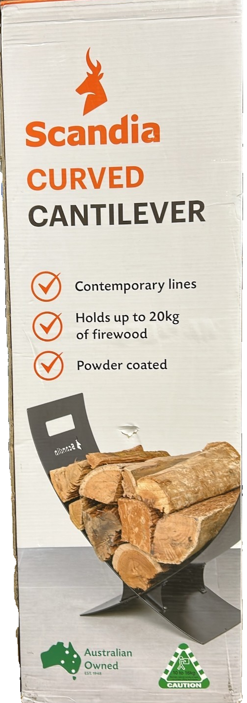 Scandia Curved Cantilever Firewood Holder  Fire Place Firewood Log Holder Steel