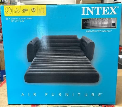 Intex Pull Out Sofa Bed Air Couch Inflatable Lounge Camping  with Drink Holder