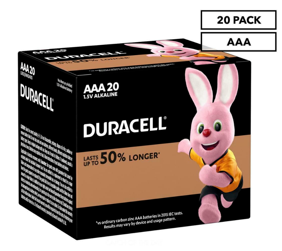 Duracell AAA Batteries 20-Pack Coppertop Battery Alkaline Long Lasting Geniune.