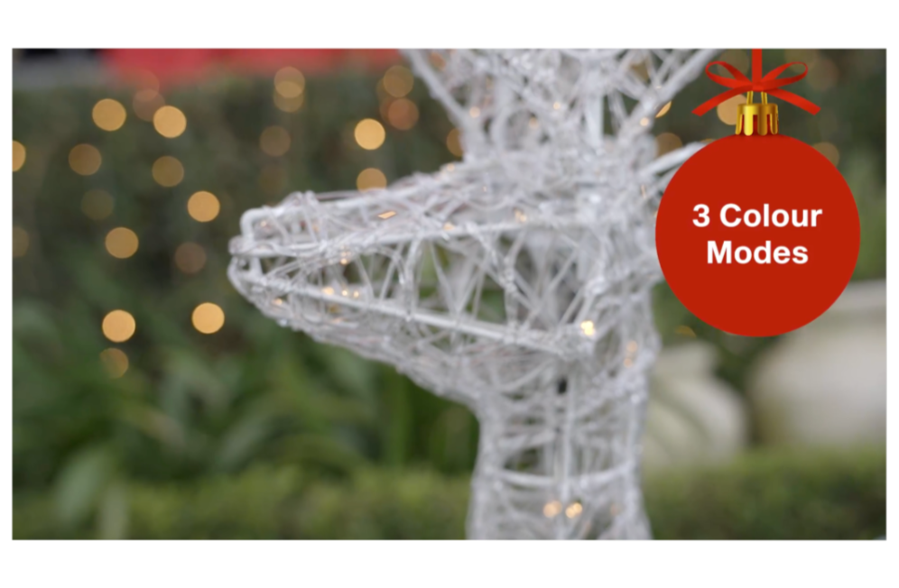 Lytworx Kicking Reindeer Statue Cool And Warm White Solar 110cm x 70cm 160 LED