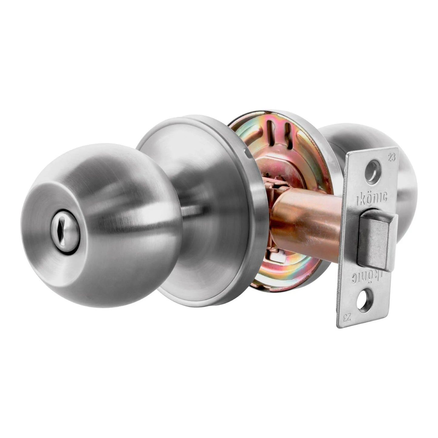 Ikonic Ruby Privacy Door Knob Handle Set for Bedroom Brushed Nickel Finish