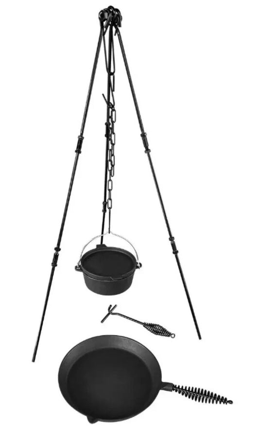 Jumbuck Campire Tripod Outdoor Camping Cast Pot Fire Cooking Picnic Barbecue