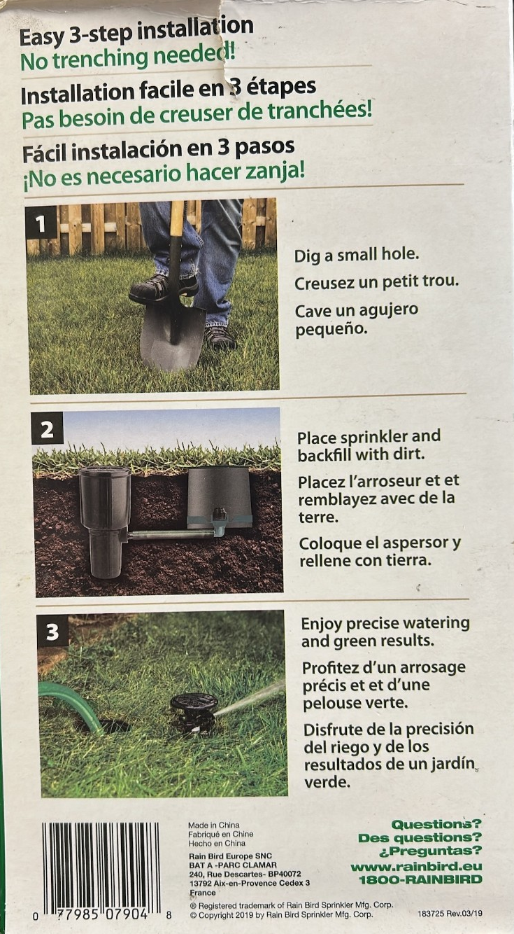 Rainbird In-Ground Impact Sprinkler with Hose Connect Pop Up Garden Irrigation