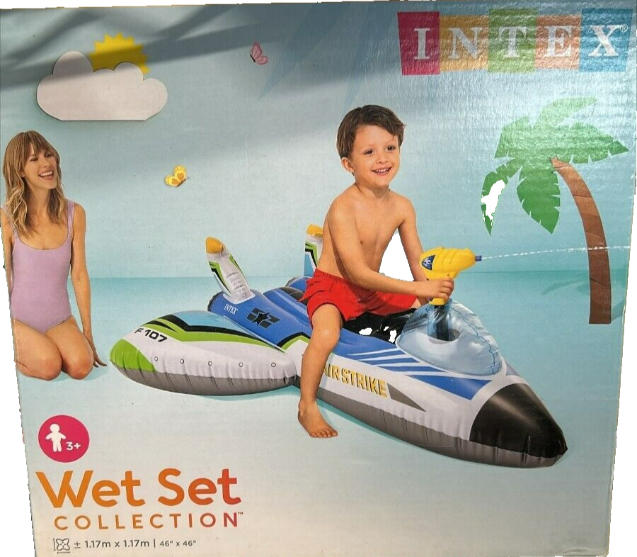Intex Water Gun Plane Ride on Inflatable Pool Kids Float Raft Lounger Lounge Toy