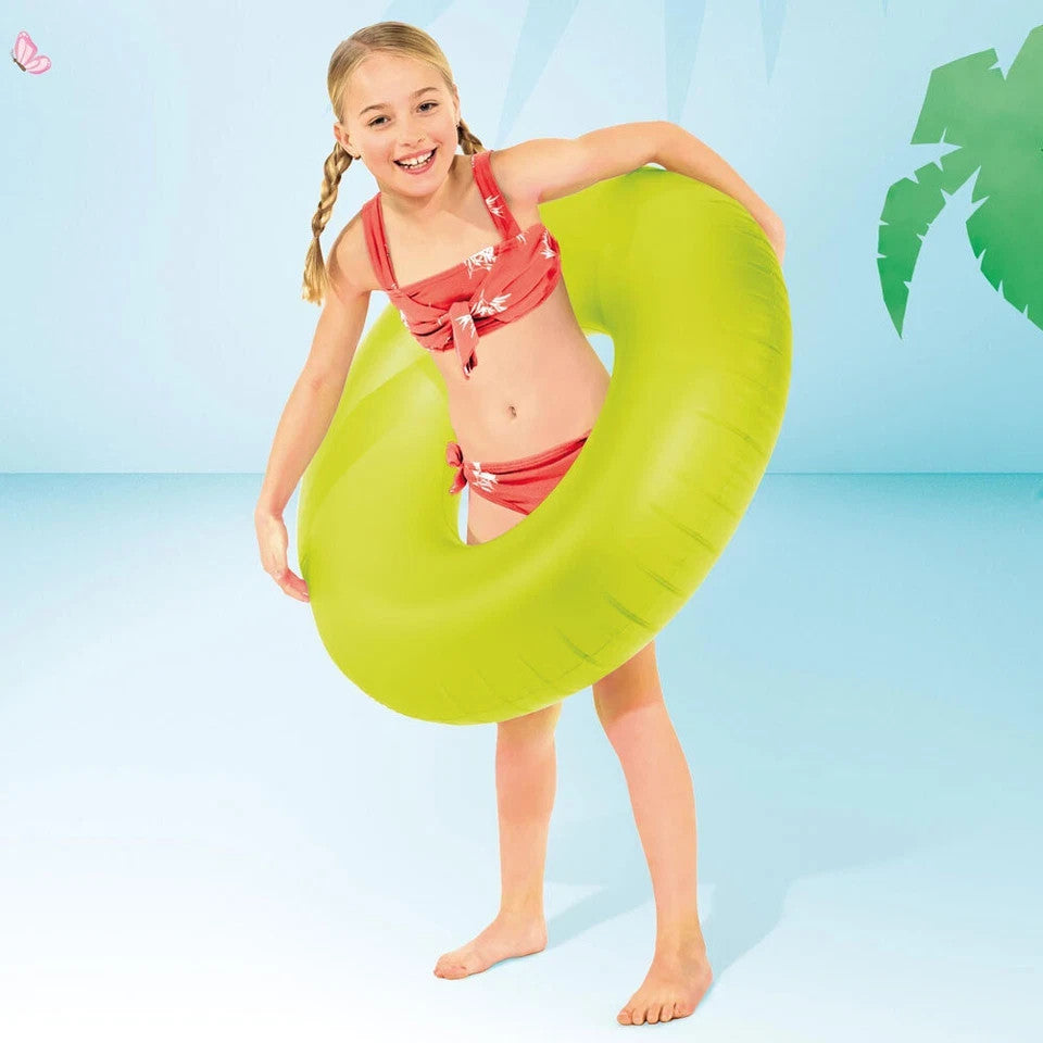 Intex Inflatable Swim Ring Tube Neon Frost Round Kids Assorted Colour 91cm