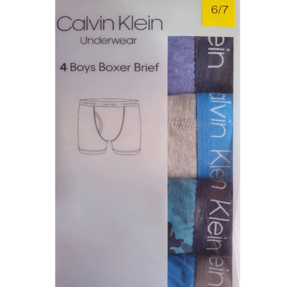 4x Calvin Klein Underwear Boys Boxer Brief Comfort Soft Cotton Stretch 6/7 Small