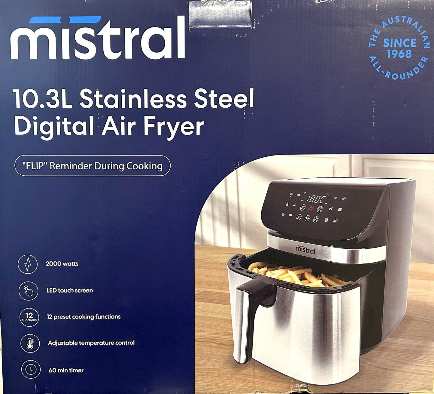 Mistral 10.3L Digital Air Fryer Multifunctional Non Stick Tray Stainless Steel