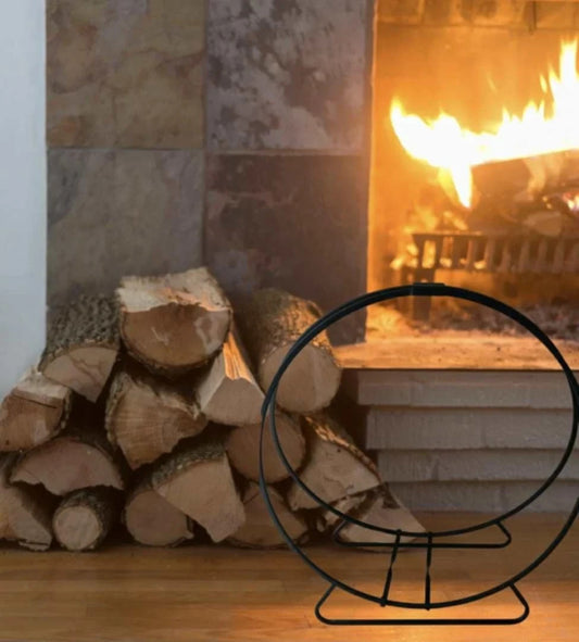 Jumbuck Round Log Rack Holder Fireplace Steel Firewood Storage