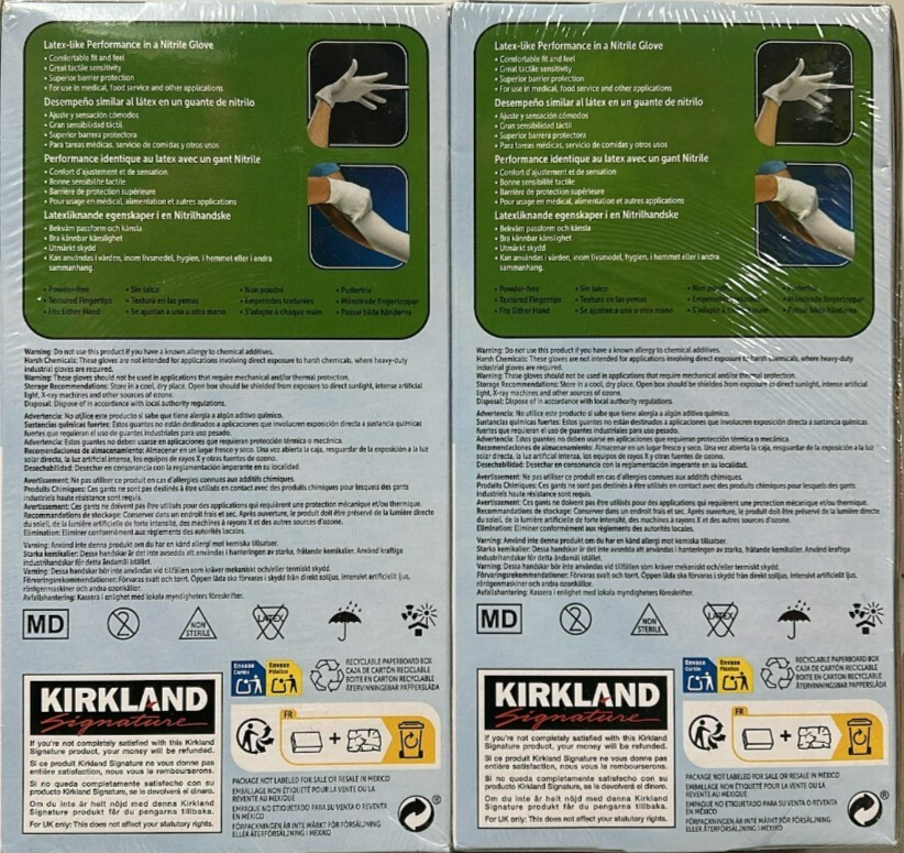 Kirkland Signature Disposable Gloves Nitrile Exam Safety Medium 400 Count