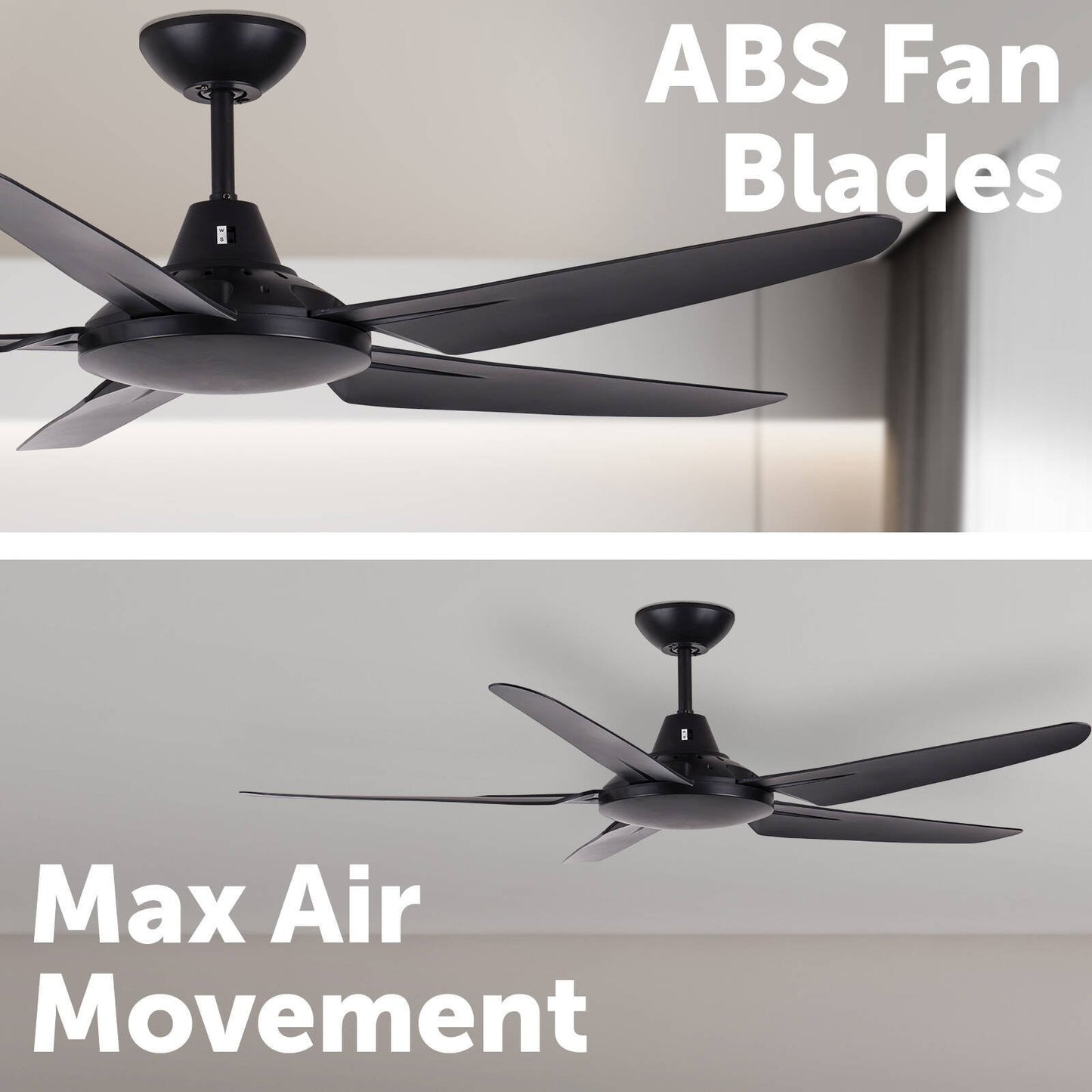 Mercator Gladis 130cm Ceiling Fan 5 Blade Indoor Living Room 3 Speed Black