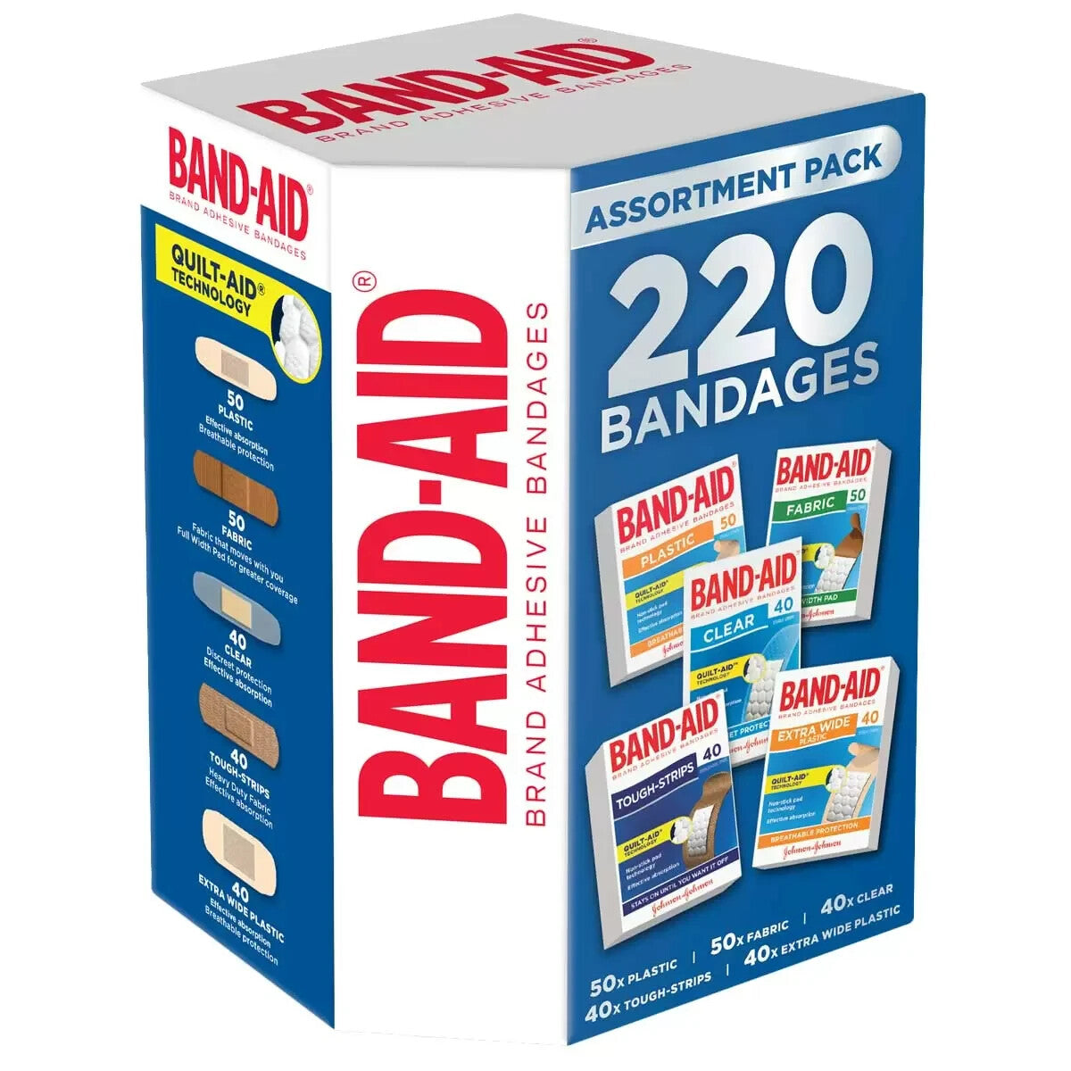 Band-Aid Bandage Assortment Cuts Scrapes Assorted Adhesive Strips 220 Pack