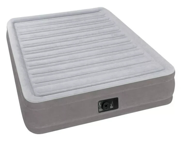 Intex Double Air Bed Inflatable Mid-Rise Camping Mattress Inbuilt 240V Pump 33cm