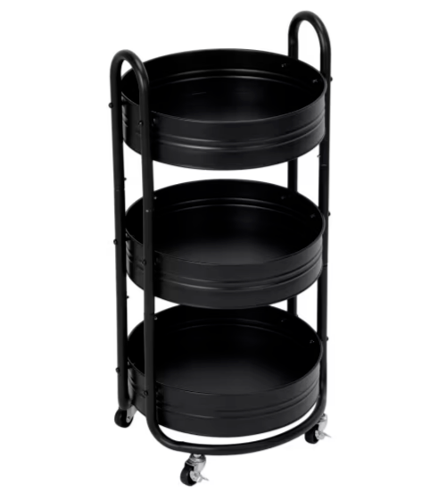 3 Tier Round Trolley Cart Kitchen Storage Rolling Rack Holder Shelf Organiser