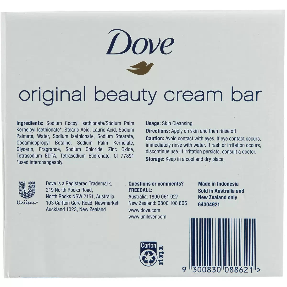 16 x  Dove Soap Beauty Cream Bar Original Bath Body Moisturising Soaps Bulk 135g