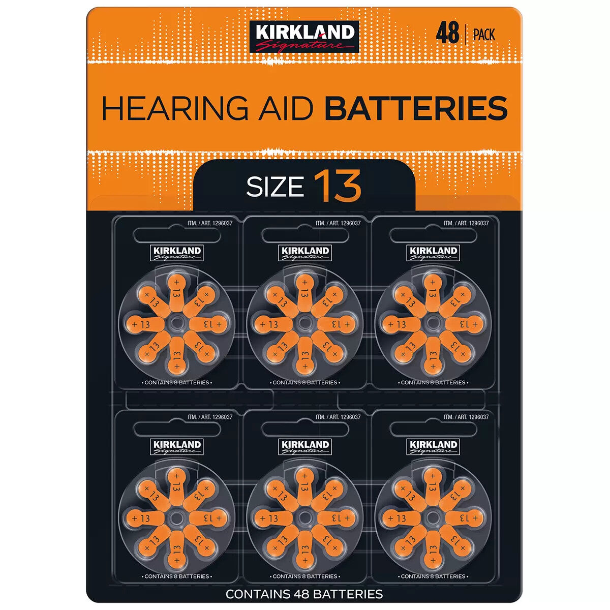 Kirkland Signature Hearing Aid Batteries Size 13 1.4V Battery Pack of 48 Bulk