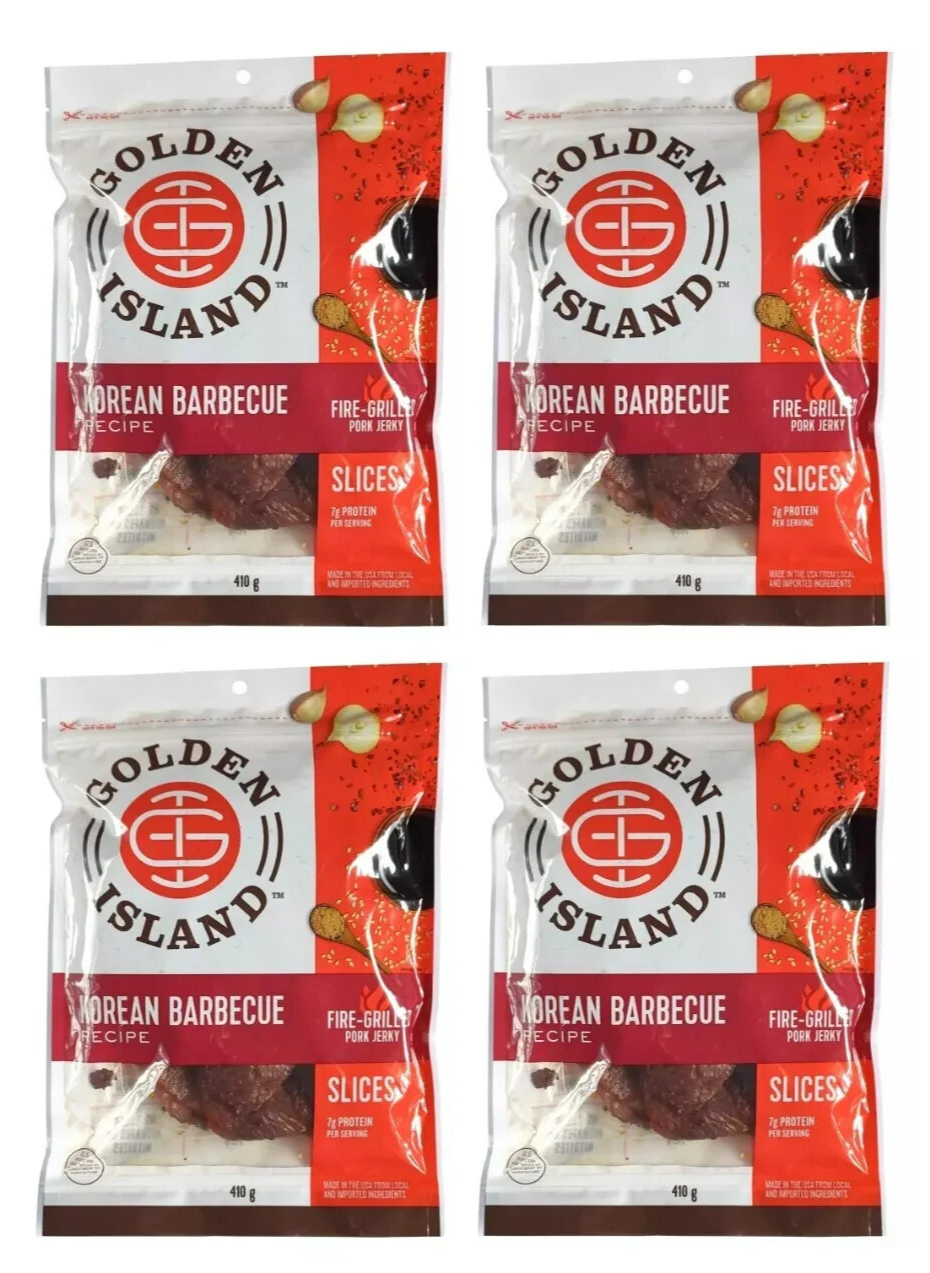 4x Golden Island Korean Barbecue Recipe Fire Grilled Pork Jerky Dried Meat 410g