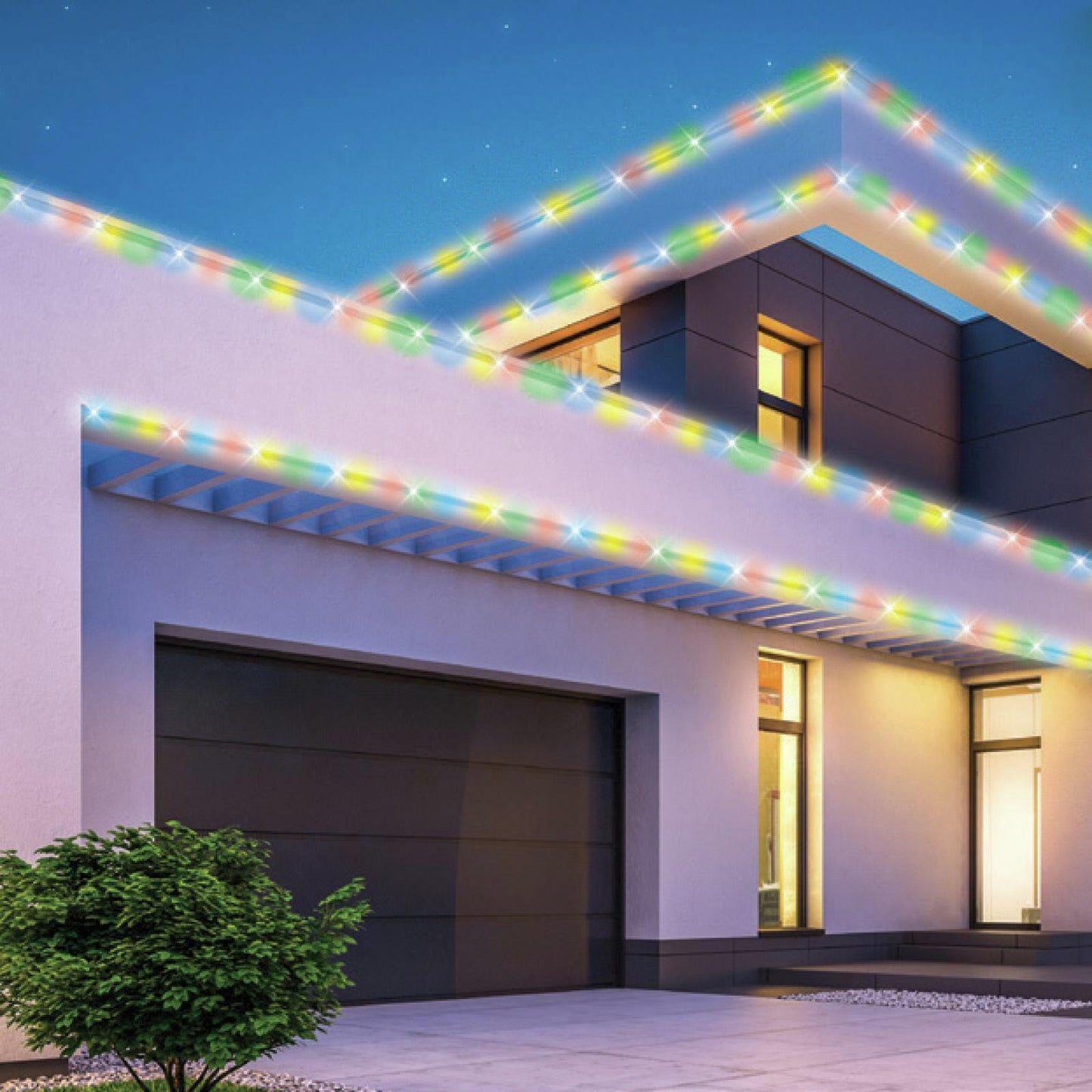 Arlec Auto Switch Rope Light Solar Outdoor Xmas Multicolour Cool White Led 10m