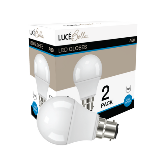 Luce Bella LED Lights A60 B22 470LM Cool White 6W Lighting Bulb Globe 2 4 8 pc