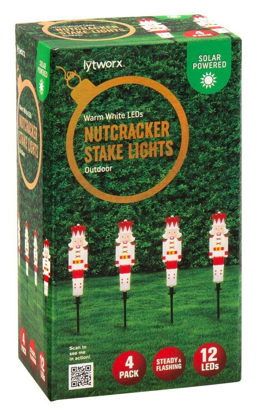 Lytworx Christmas Decoration Solar Nutcracker Stake LED Lights Garden Yard 4Pack