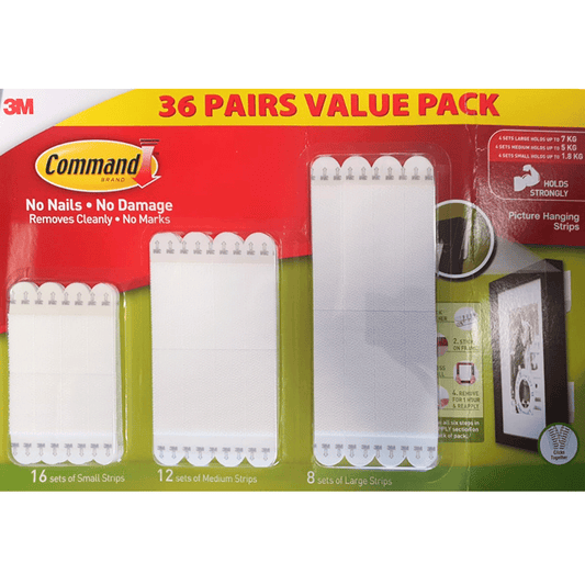 3M Command Adhesive Strips Picture Frame Hanging Damage Free 36 Pairs Value Pack