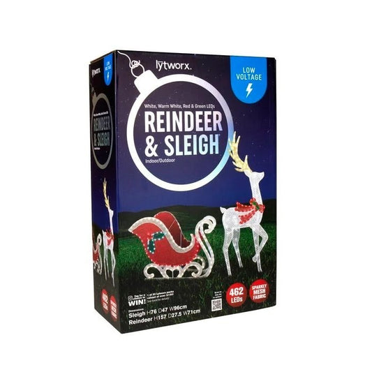 Lytworx Reindeer and Sleigh Warm White LED Lights Low Voltage Christmas Decor