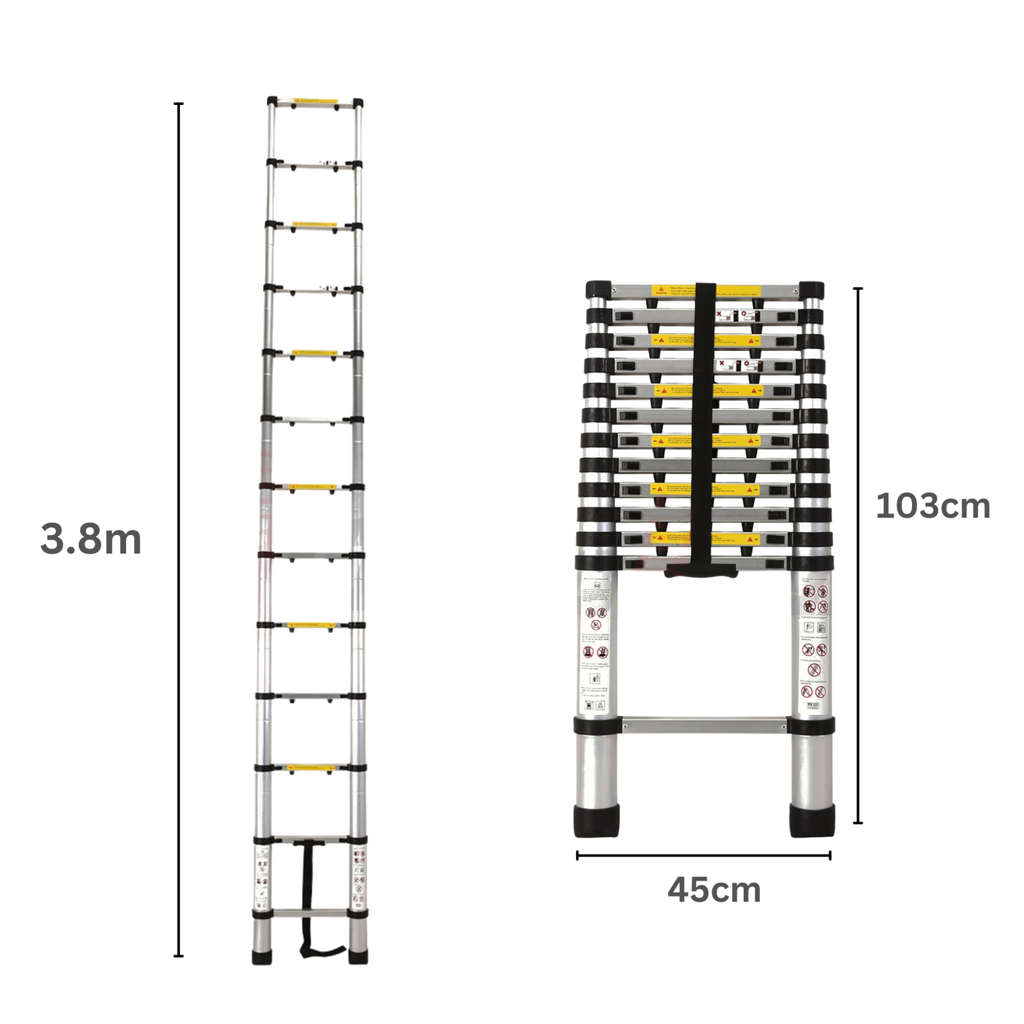 Katashi Telescopic Ladder 3.8M Step Aluminium Extension Portable