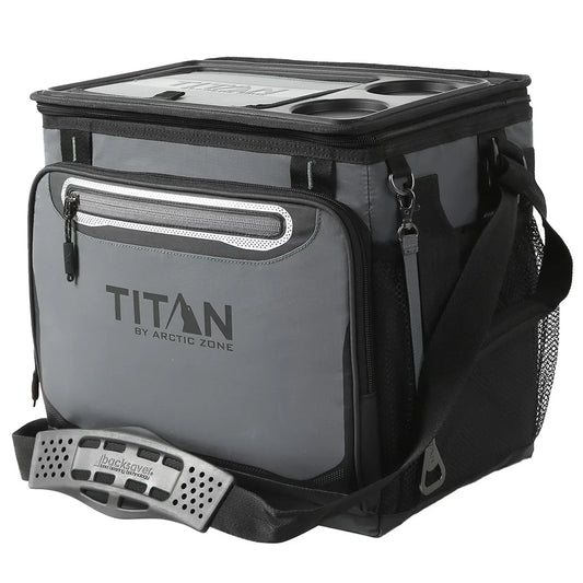 Titan By Arctic Zone 40 Can Cooler Insulated CollapsibleCamping Hiking Bag Grey