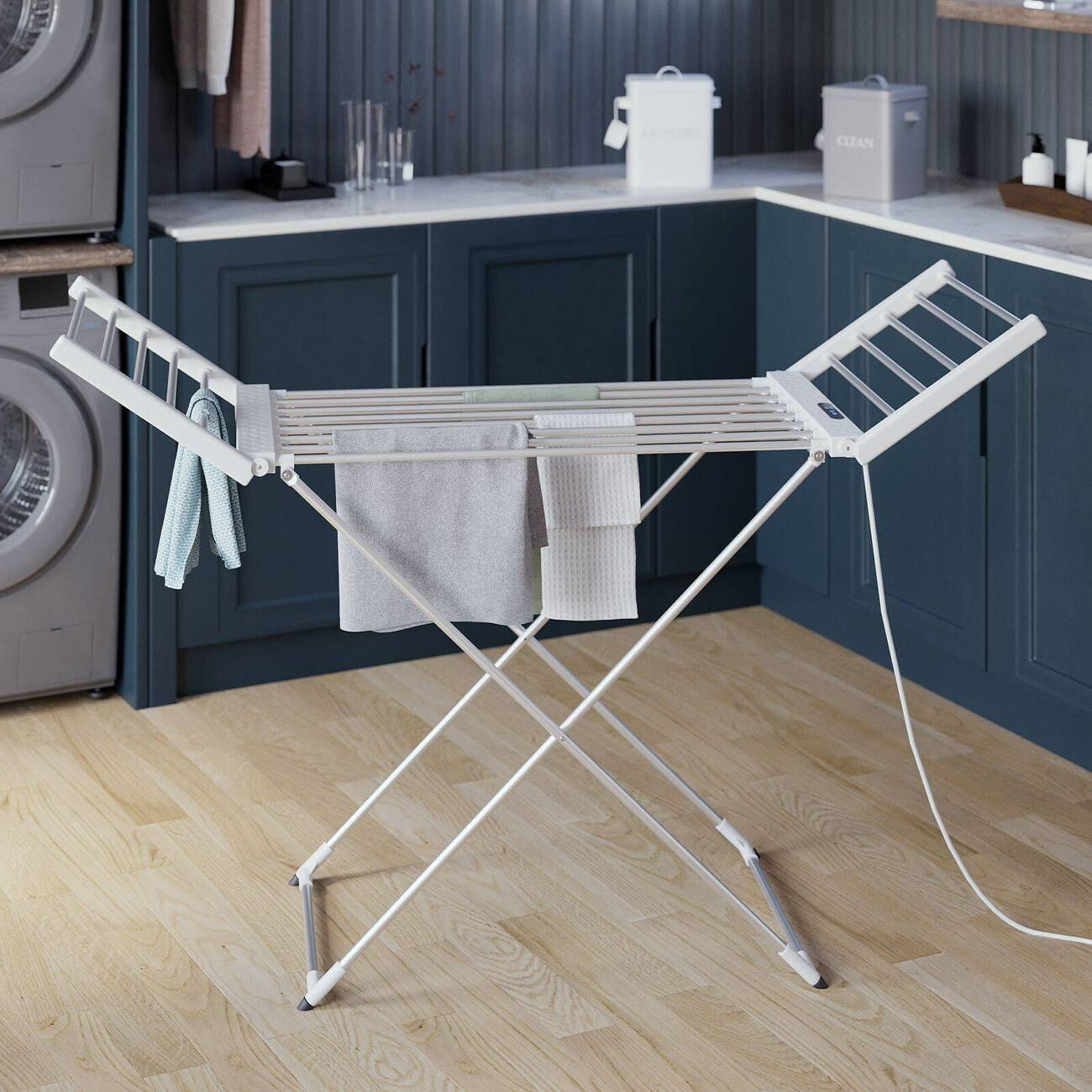 Living Elements Winged Electric Heated Clothes Airer Aluminium Garments Rack