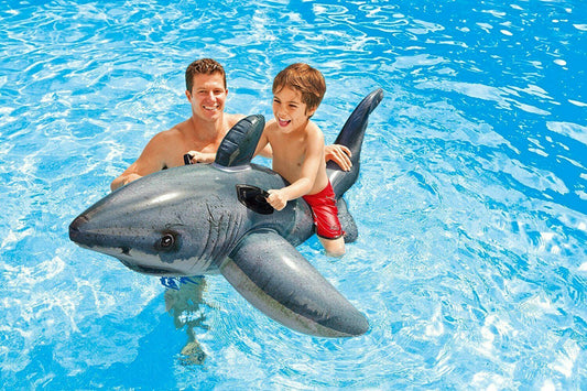 Intex Great White Shark Ride on Kids Children Inflatable Swimming Water Toy