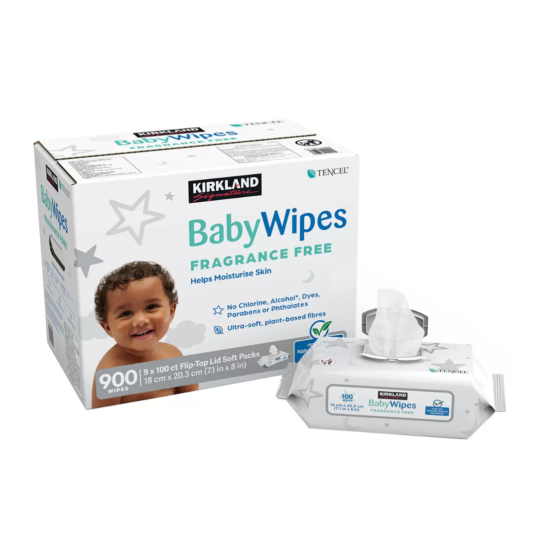 Kirkland Signature Tencel Baby Wipes Fragrance Free Towelettes 2 x 900 Pull
