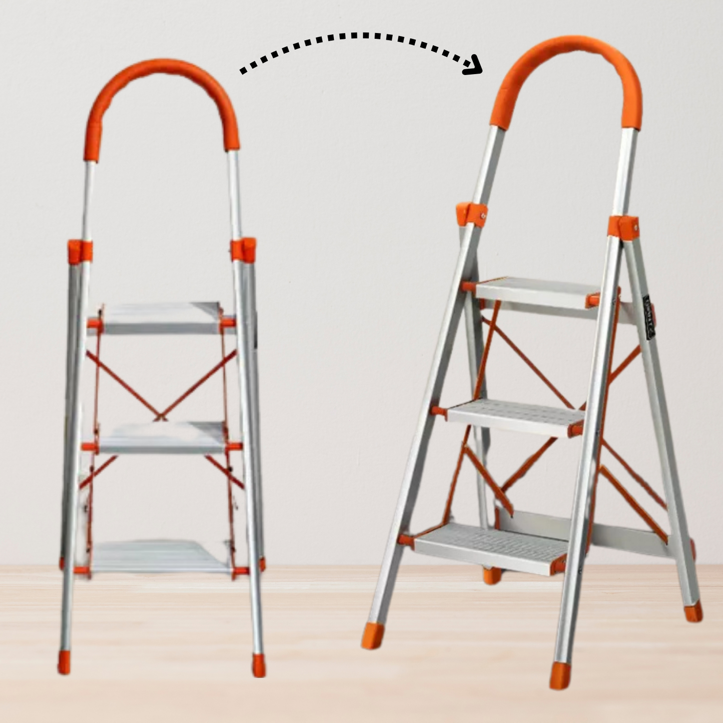 Katashi 3 Step Ladder Steel Multi Purpose Folding Light Weight Platform
