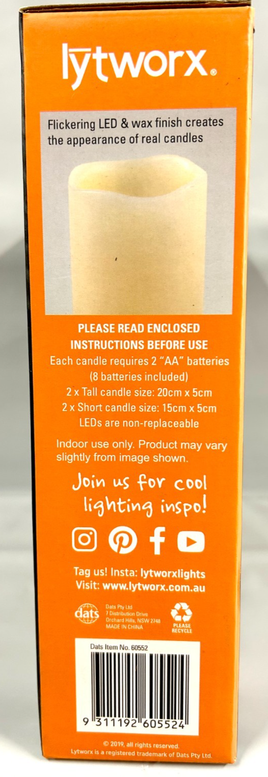 Lytworx Flameless Candles Flickering LED Light Battery Operated Warm White 4 Pac