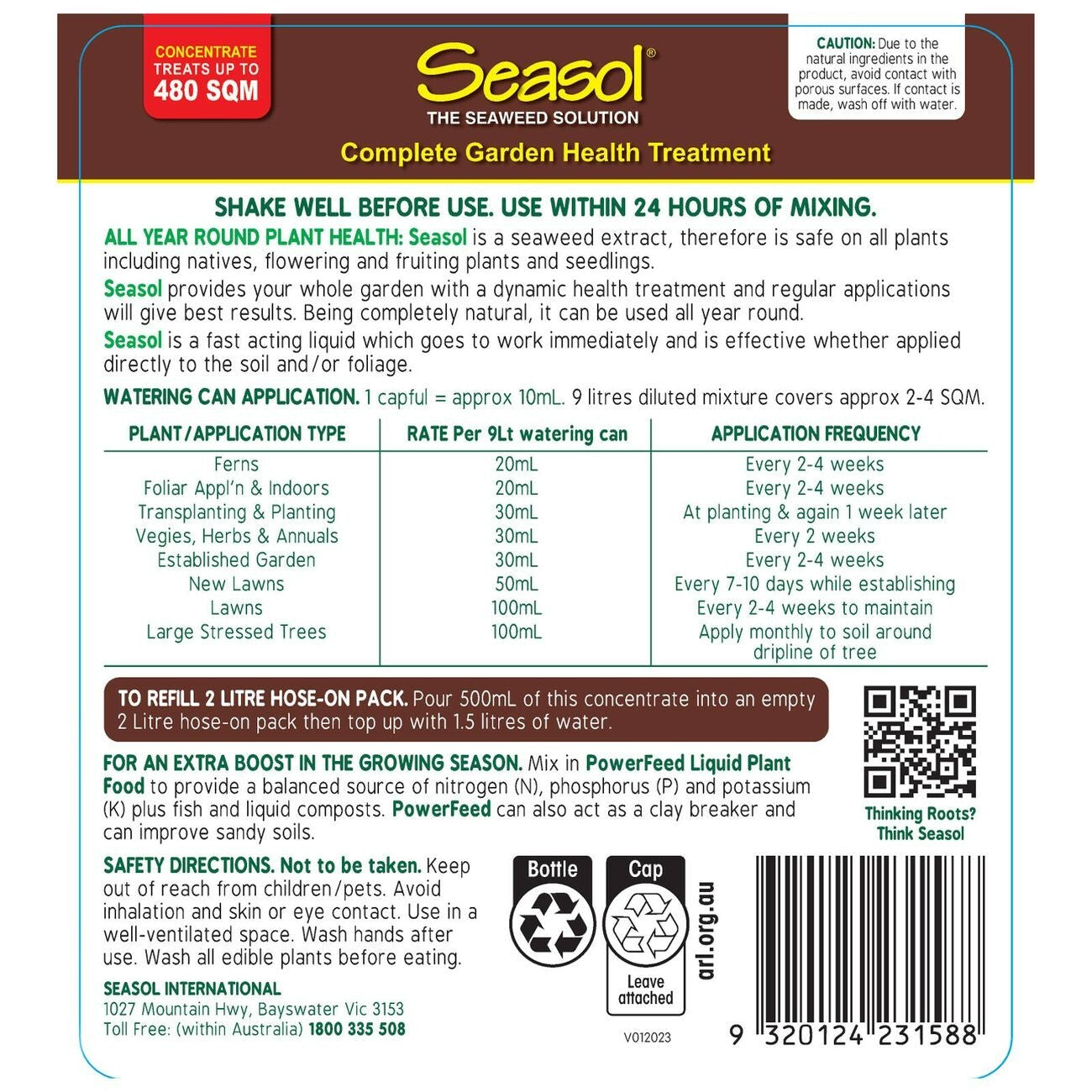 Seasol 2.4L Seaweed Fertilizer Health Tonic Concentrate Plant Health Treatment